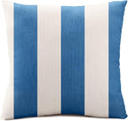 Austin Horn Classics Sunbrella Cabana Stripe White/Blue, Knife Edge, Zippered Opening, 24-inch Pillow Cover (Set of 2), No Insert Included