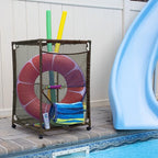 Essentially Yours Rolling Pool Storage Organizer Bin, Medium, (25.4" W x 25.4" L x 40" H), Brown Style 417227