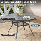 DIFY 5 Pieces Outdoor Patio Dining Set, 4 Grey Textilene Swivel Dining Chairs and 40.6" Grey Round Metal Dining Table, Outdoor Table and Chairs