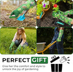 HANDLANDY Women Gardening Gloves, Scratch Resistant Breathable Ladies Rose Pruning Long Gauntlet Floral Print Garden Yard Gloves, Gift for Gardeners (Green, M)