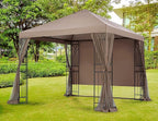 APEX GARDEN Symphony II 10 Ft. x 10 Ft. Gazebo w/Net/Privacy Curtain/Planter Holders
