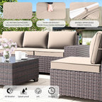 16 Pieces Outdoor Patio Furniture Set Outdoor Furniture Patio Sectional Sofa Conversation Sets w/ETL Approved 45" Gas Outdoor Fire Table & Coffee Table, Swivel Rocking Chair (Brown)