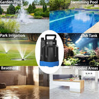 Submersible Water Pump 1/2HP Electric Utility Pump, 1860GPH Sump Pump Submersible Thermoplastic for Swimming Pool Garden Pond Basement Draining with 25ft Long Power Cord