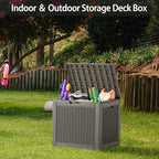 NUNU LAB 32 Gallon Resin Deck Box 2 Pack Outdoor Indoor Waterproof Storage Box for Patio Cushions, Garden Tools, Pool Accessories,Backyard Storage Bin,Grey