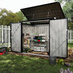 2 Trash Cans Metal Outdoor Storage, 3x6 FT Garbage Bin Storage Shed with Chain Lid, Garbage Can Metal Sheds for Garden, Backyard, Lawn and Patio
