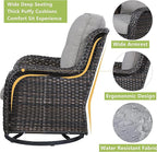 Rilyson 5 Piece Outdoor Patio Furniture Set - Rattan Wicker Patio Conversation Sets with 2 Swivel Rocker Chairs,2 Ottomans and 1 Sofa for Outside Porch Deck Backyard(Brown/Grey)