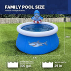 DIMAR GARDEN 6ft x 29in Inflatable Swimming Spray Pool, Outdoor Round Air Top Ring Shark Pools