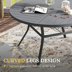 VICLLAX 7 Pieces Patio Dining Set for 6, Outdoor Furniture Set Includes 53" Outdoor Round Table and 6 Patio Swivel Chairs for Lawn Garden, Grey Tabletop and Grey Fabric