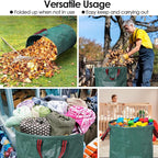 3-Pack 72 Gallon Yard Waste Bags, Reusable Heavy Duty Collapsible Garden Leaf Bags with Plastic Ring,with Gardening Gloves,Stand-Up Yard Waste Bin for Leaves, Lawn Debris & Grass Clippings
