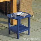 TORVA Patio Adirondack Side Table, Outdoor End Tables All-Weather Resistant HDPE Humidity-Proof Long Time Use for Deck, Lawn,Garden, Porch, Backyard End Table（Navy Blue）(2 Tier)
