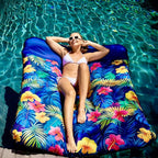 JAMBO Pool Floats, Extra Large Fabric Pool Float, Comfortable Oversized Pool Floats for Adults, Heavy Duty Pool Air Mattress, Inflatable Lounge Raft, Tanning Pool Lounger, Tanning Chair, Pool Toys
