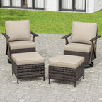 Outdoor Swivel Rocker Chairs Set of 4, Wicker Swivel Patio Chair with Ottomans, Patio Furniture Set for Outside Backyard