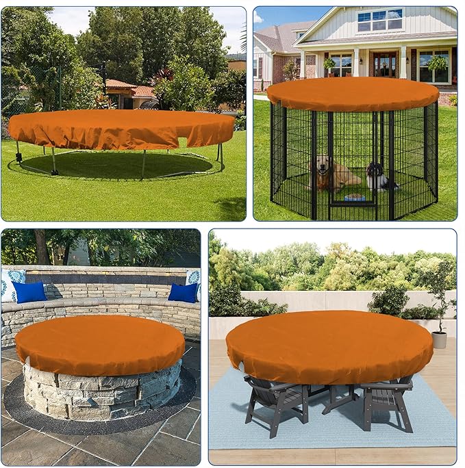 ECOOPTS 18 ft Round Pool Cover for Above Ground Pools, Swimming Pool Cover Protector Winter Safety Cover (Orange)