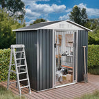 Outdoor Sheds 6FT x 4FT Outdoor Storage, Metal Anti-Corrosion Utility Tool House with Lockable Door & Shutter Vents，Outdoor Waterproof Garden Tool Metal Storage Sheds