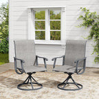 VICLLAX 3 Pieces Outdoor Dining Set, Patio Furniture Set of 2 Patio Swivel Dining Chairs and Small Dining Table with Storage Shelf, Grey Chairs & Dark Grey Frame