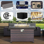 10 Pieces Outdoor Patio Furniture Set Outdoor Furniture Patio Sectional Sofa Conversation Sets w/ETL Approved 45" Gas Outdoor Fire Table & Coffee Table, Swivel Rocking Chair (Grey)