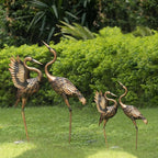 TERESA'S COLLECTIONS Garden Decor, Set of 2 Brass Herons Garden Decor, 25-26", Waterproof Metal Garden Statue, Herons Gifts, Garden Gifts for Women Mom, Indoor/Outdoor