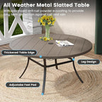DIFY 9 Pieces Outdoor Patio Dining Set, 8 Sandshell Textilene Swivel Dining Chairs and 60" Grey Wood-Like Round Metal Dining Table, Outdoor Table and Chairs