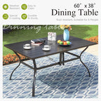 Sophia & William 7 Piece Metal Outdoor Patio Dining Bistro Sets with Umbrella Hole, 60" x 37.8" Rectangle Patio Table and 6 Backyard Garden Outdoor Chairs