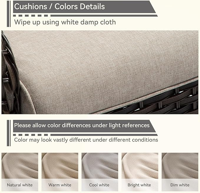 Patio Chairs Set of 2 Rattan Chair Patio Furniture Set with Thick Cushions and All-Weather PE Wicker for Garden, Patio and Porch, Beige