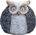 Alpine Corporation 13" Tall Outdoor Solar Powered Owl Yard Statue with LED Lights