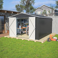 10x12 FT Outdoor Storage Shed, Large Metal Garden Shed with Lockable Hinged Doors, Outside Tool Shed with Sloped Roof & 4 Air Vents, Waterproof Storage Building for Backyard, Patio, Lawn, Black