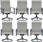 Outdoor Patio Swivel Dining Chairs Set of 6, All-Weather Swivel Rocker Chairs with Textilene High Back and Black Rust-Proof Metal Frame, Perfect for Patio, Lawn, Garden, or Backyard, Grey