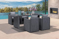 PURPLE LEAF 5 Pieces Patio Dining Set All-Weather Modern Outdoor Rectangular Aluminum Dining Table and Chairs with Olefin Cushions Pillows for Garden Backyard Kitchen Grey