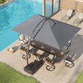 Grand patio 9x12 FT Cantilever Umbrella with Base & Cover Outdoor Aluminum Rectangle Offset Umbrellas Canopy for Pool Yard (Gray, 9x12 FT)