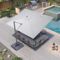 PURPLE LEAF 9' X 11.5' Rectangle Patio Umbrella Outdoor Large Aluminum Cantilever Umbrella with 3-Year Fade Resistance Recycled Fabric and 360-degree Rotation for Deck Pool Garden, Pebble Grey