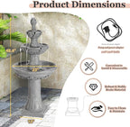 MAGIC UNION Outdoor Garden Water Fountains, 48.4''H Italian Style Fountain and Waterfall Outside, 3-Tier Large Bubbler Cascading Indoor Floor Fountain Features with Pump for Home Yard Decor (Gray)
