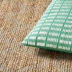 TOWN & COUNTRY TERRA Alara Textured Geo Stripe Handcrafted Indoor Outdoor Decorative Pillow, 100% Recycled Materials, UV Fade Resistant, Water Repellent, Green/Ivory, 14"x20"