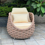 4 PCS Outdoor Accent Chair: Aluminum Woven Rope Patio Chair Modern - Cushioned Single Chair Assembled - All Weather Deck Furniture for 400lbs Porch Lanai Yard Balcony Garden Hotel, Terracotta
