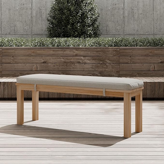 Outdoor Patio Bench, Metal Aluminum Outdoor Bench with Waterproof Cushions, Furniture Seating for Porch, Balcony, Deck, Backyard, Light Wood Color