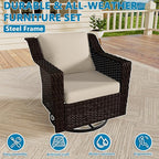 Vista Vibe Outdoor Patio Deep Seat Luxurious Chair - 360 Degree Swivel Glider Rocker Chair with Washable Cushions, Hand-Woven & All-Weather PE Rattan, Balcony, Yard (Brown/Beige)