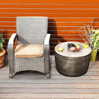 YITAHOME 33 Gallon Round Deck Box, Outdoor Storage Box for Patio Furniture,Patio Table for Cushion, Pool Accessories, Waterproof Resin & Easy Assembly & Lightweight, Light Brown
