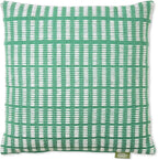 TOWN & COUNTRY TERRA Alara Textured Geo Stripe Handcrafted Indoor Outdoor Decorative Pillow, 100% Recycled Materials, UV Fade Resistant, Water Repellent, Green/Ivory, 20"x20"