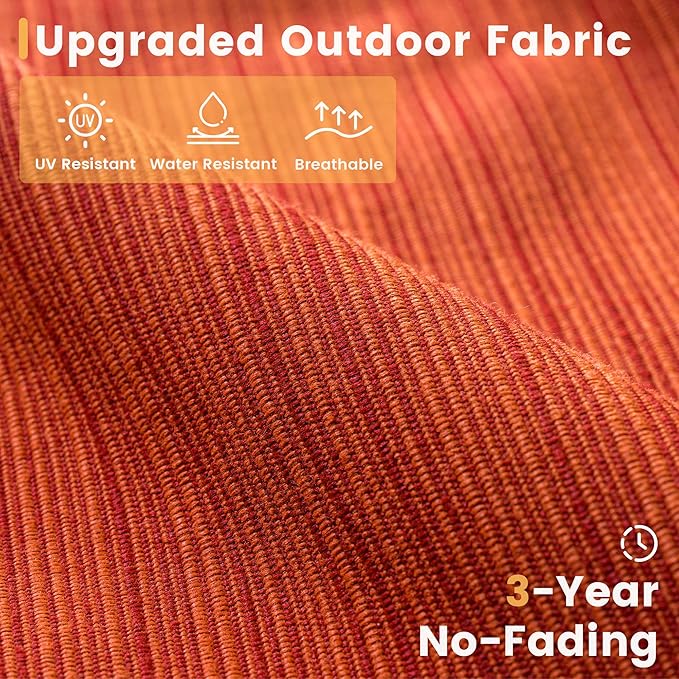 HOOOWOOO Patio Furniture Set,7 Piece Outdoor Furniture,Wicker Patio Conversation Couch Chairs Ottoman Set,Orange Red