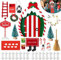 Haooryx 22Pcs Christmas Magic Wooden Miniature Fairy Doors Accessories, Christmas Elf Magic Door for Wall Fairies Magical Door Decoration Christmas Party Outdoor Xmas Decor (Bow Tie)