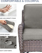 Pop 22x25/22x24 Outdoor Cushions for Patio Couch Chairs Set of 3 - High Back Comfy Outside Seat Cushions for Wicker Dining Rocker Glider Loveseat 3-Seater Sectional Sofa - Grey/Classic