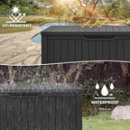 DWVO 120 Gallon Large Deck Box, Outdoor Lockable Storage Bin for Gardening Tools, Patio Cushions, Waterproof Resin (Black)
