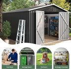 Amopatio 12x10 Storage Shed, Metal Sheds & Outdoor Storage for Bike, Garden Tools, with Lockable Door