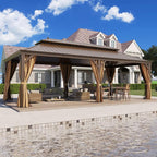 12'x24' Hardtop Gazebo Outdoor Aluminum Patio Gazebo Double Roof Galvanized Steel Canopy with Netting and Curtains for Garden, Backyard,Deck and Lawns