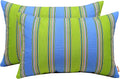 RSH DECOR: Sunbrella Jumbo Lumbar Pillows Set of 2 | 26" x 16" | Water and Fade-Resistant Performance Fabric | Outdoor Pillow Covers with Down-Alternative Inserts | Bravada Limelight
