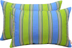 RSH DECOR: Sunbrella Jumbo Lumbar Pillows Set of 2 | 26" x 16" | Water and Fade-Resistant Performance Fabric | Outdoor Pillow Covers with Down-Alternative Inserts | Bravada Limelight