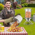 ARC 32QT Stainless Steel Turkey Fryer Pot and Burner Kit,Propane Burners for Outdoor Cooking, Tamale Steamer Pot with basket, and steamer rack. Great for Seafood boil, Crawfish Boil, Home Brewing