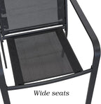 5-Piece Outdoor Patio Dining Set, 40-Inch Round Glass Table with 4 Stackable Chairs, Black
