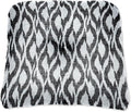 BrylaneHome Tufted Chair Cushion - 18" L x 17" W x 3" H - Patio & Outdoor - Patio & Outdoor - Water, Stain & Fade Resistant - Black Ikat