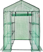 VEVOR Walk-in Green House, 55.5 x 55.5 x 78.7 inch, Portable Greenhouse with Shelves, High Strength PE Cover with Roll-up Zipper Door and Steel Frame, Set Up in Minutes, for Planting and Storage