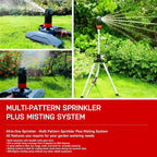 Eden 16030 5 Pattern Turbo Gear Drive Rotary Sprinkler Head Plus One-Direction Misting System for Lawn and Garden, 360 Degree Coverage